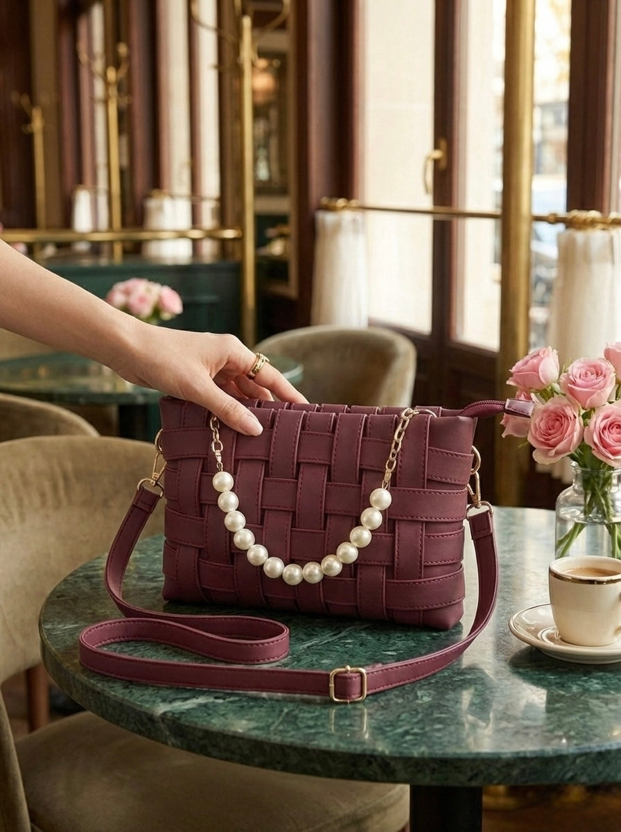 Maroon Luxe Crossbody Bag