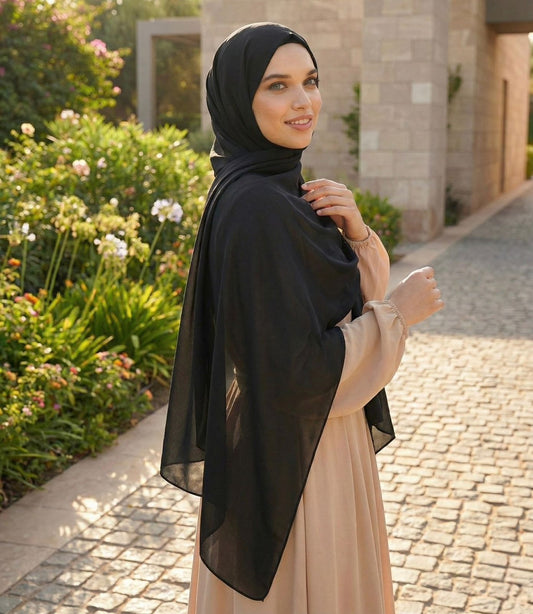 Midnight black georgette hijab