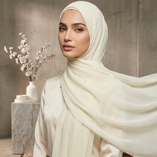 Off White Georgette Hijab