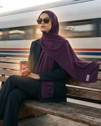 Deep Purple Georgette Hijab - Lightweight, Elegant Islamic Headscarf