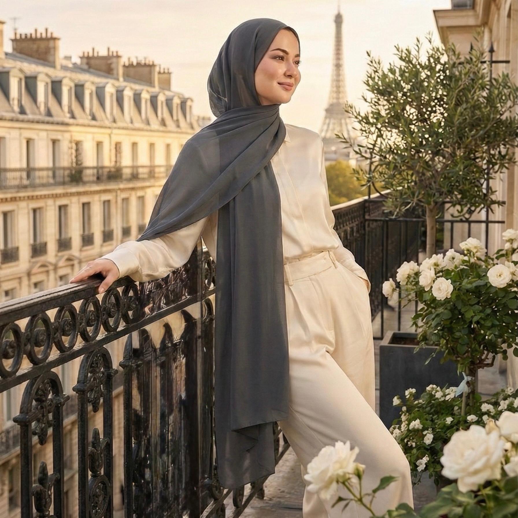 grey georgette hijab